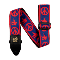 Ernie Ball Classic Jacquard Electric and Bass Guitar Strap - Red & Blue Peace Love Dove