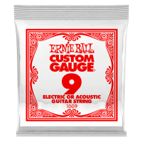 Ernie Ball Custom Gauge Electric or Acoustic Guitar String - .009 Plain Ball End (Single String)