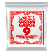 Ernie Ball Custom Gauge Electric or Acoustic Guitar String - .009 Plain Ball End (Single String)