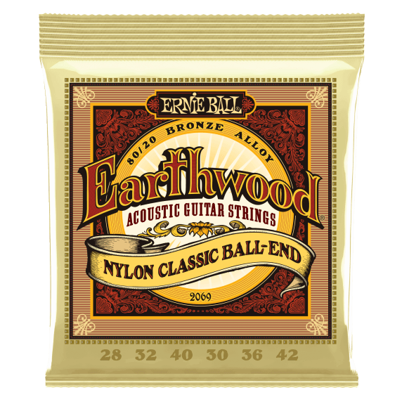 Ernie Ball Earthwood Phosphor Bronze Acoustic Guitar Strings (Clear & Gold - 28-42)
