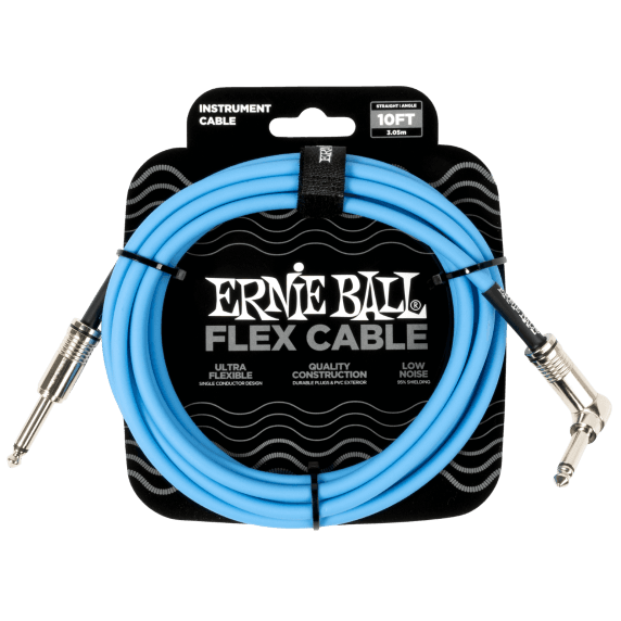 Ernie Ball Flex Instrument Cable Straight/Angle 10ft (3m) - Blue