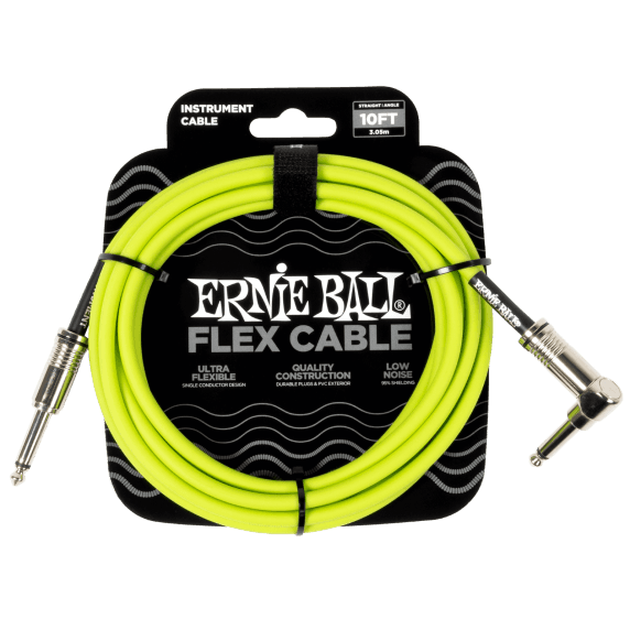Ernie Ball Flex Instrument Cable Straight/Angle 10ft (3m) - Green
