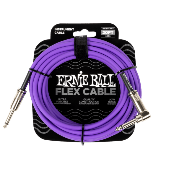 Ernie Ball Flex Instrument Cable Straight/Angle 20ft (6m) - Purple