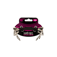 Ernie Ball P06220 3in/7.62cm Flat Ribbon Stereo Patch Cable - Black, 3-Pack