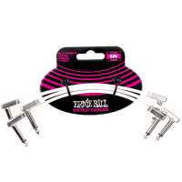 Ernie Ball P06385 6in/15cm Flat Ribbon Stereo Patch Cable - White, 3-Pack