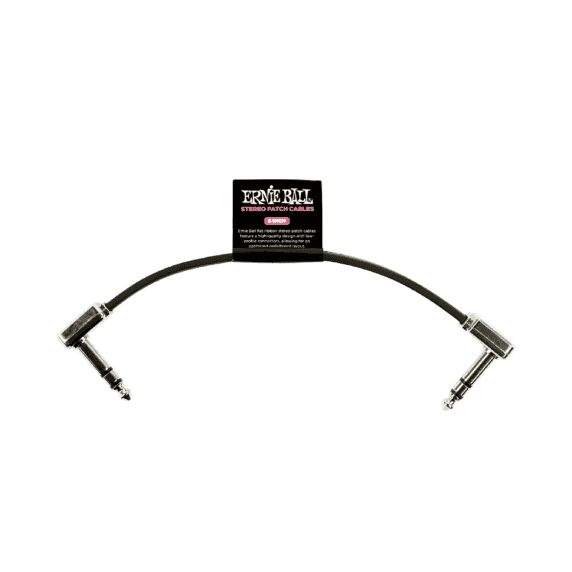 Ernie Ball P06408 6in/15cm Single Flat Ribbon Stereo Patch Cable - Black