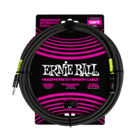 Ernie Ball P06424 Headphone Extension Cable, 3.5mm to 3.5mm 10ft - Black
