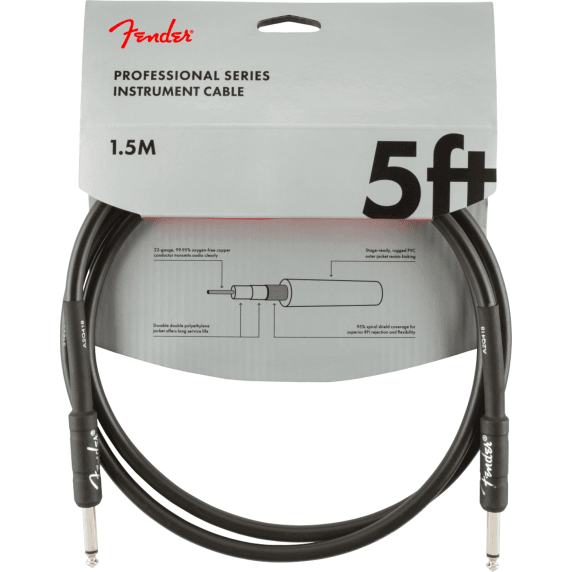 Fender 1.5M (5') Professional Series Instrument Cable, Straight/Straight, Black