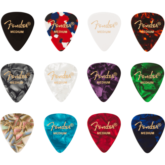Fender 12 Pack Celluloid Medley Guitar Picks - Traditional 351 Shape