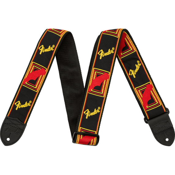 Fender 2" Monogrammed Strap - Black/Yellow/Red