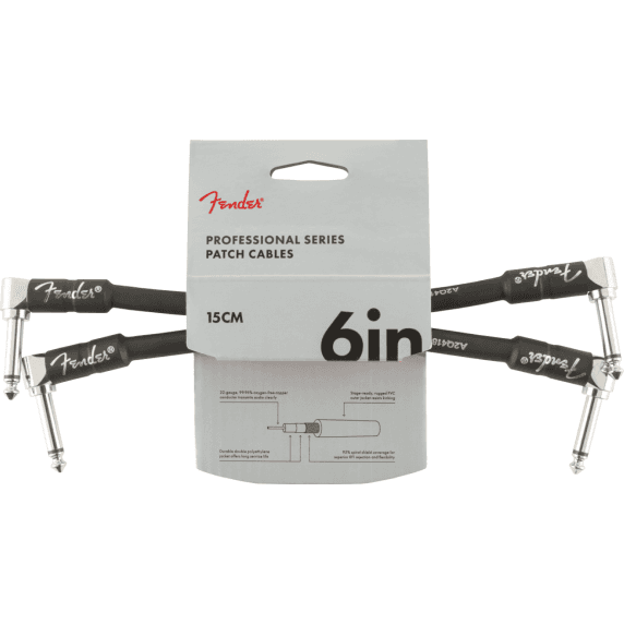 Fender 2-Pack Instrument Cable, Angle/Angle, 6" (15cm) - Black