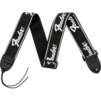 Fender 2" Running Logo Guitar Strap - Black/White Logo Design