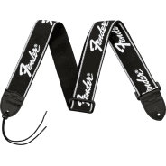 Fender 2" Running Logo Guitar Strap - Black/White Logo Design