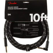 Fender 3M (10') Deluxe Series Instrument Cable - Straight/Angle, Black Tweed