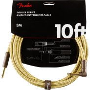 Fender 3M (10') Deluxe Series Instrument Cable - Straight/Angle, Tweed