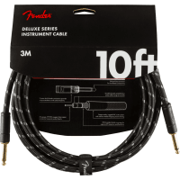 Fender 3M (10') Deluxe Series Instrument Cable - Straight/Straight, Black Tweed