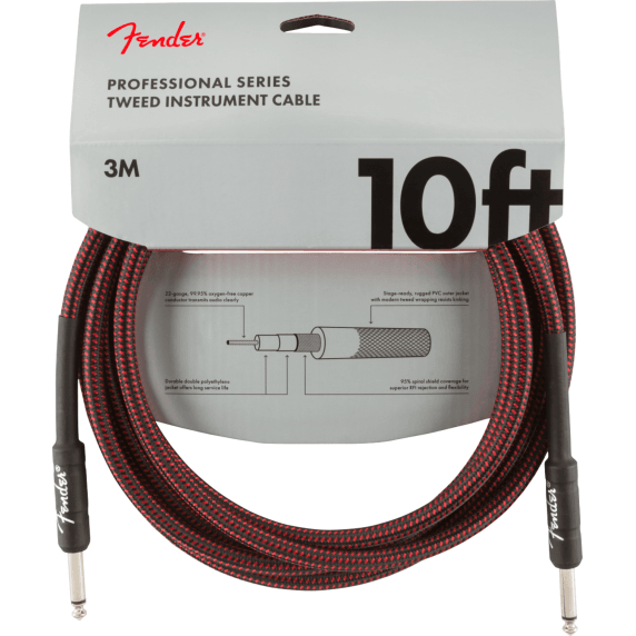 Fender 3M (10') Instrument Cable, Straight/Straight, Red Tweed