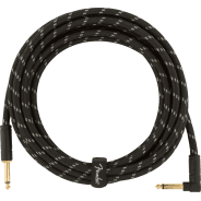 Fender 4.5M (15') Deluxe Series Instrument Cable - Straight/Angle, Black Tweed