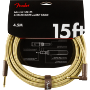 Fender 4.5M (15') Deluxe Series Instrument Cable - Straight/Angle, Tweed
