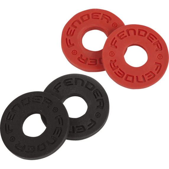 Fender 4 Pack Strap Blocks - 2 Black/2 Red, Compatible with most OEM Strap Buttons