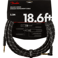 Fender 5.5M (18.6') Deluxe Series Instrument Cable - Straight/Angle, Black Tweed