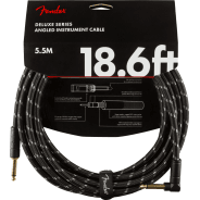 Fender 5.5M (18.6') Deluxe Series Instrument Cable - Straight/Angle, Black Tweed