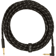 Fender 5.5M (18.6') Deluxe Series Instrument Cable - Straight/Angle, Black Tweed