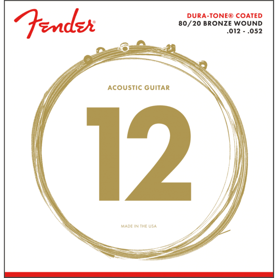 Fender Dura-Tone 80/20 Coated Acoustic Guitar Strings - 880L Gauge (.012 - .052)