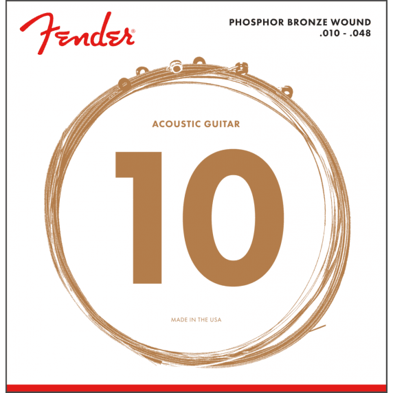 Fender Phosphor Bronze Acoustic Guitar Strings - 60XL Gauge (.010 - .048)