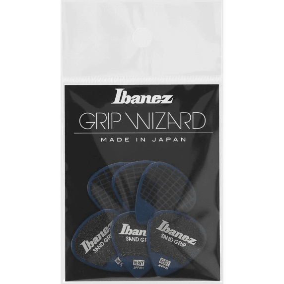 Ibanez Grip Wizard Sand Grip Picks — Heavy 1.00mm, 6-Pack (Dark Blue)