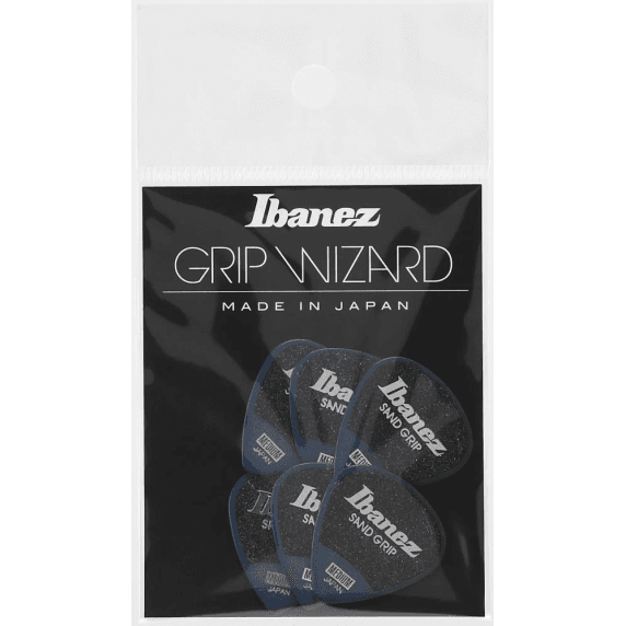 Ibanez Grip Wizard Sand Grip Picks — Medium 0.80mm, 6-Pack (Dark Blue)