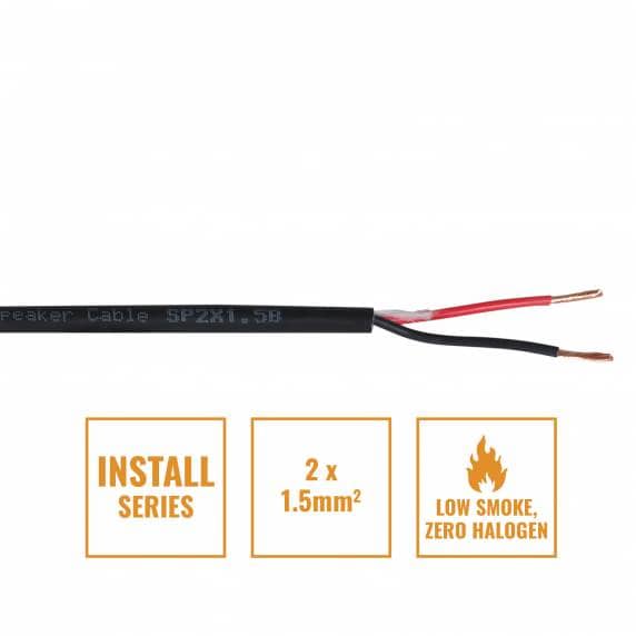 Install Series 2-Core LSZH Speaker Cable, 2 x 1.5mm - Per Metre Black