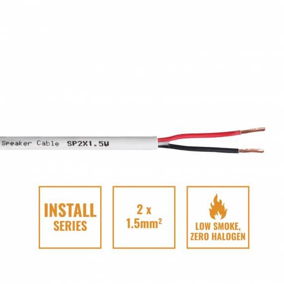 Install Series 2-Core LSZH Speaker Cable, 2 x 1.5mm - Per Metre White	