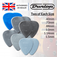 Jim Dunlop Nylon Standard Max Grip Picks - Two of Each Size - 12 Pack
