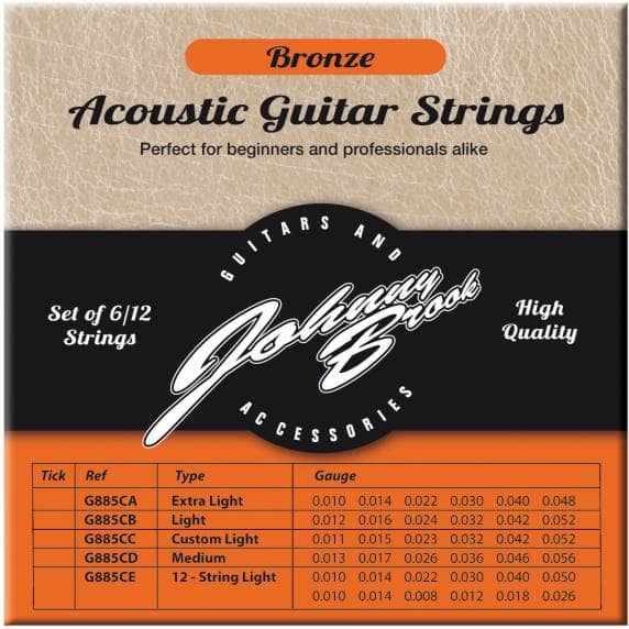 Johnny Brook Bronze Acoustic Guitar Strings, Medium - Set of 6