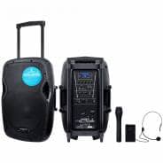 Kam RZ12AP V3 12" 800W Portable PA Speaker With Bluetooth & 2 Wireless Mics