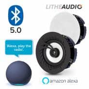 Lithe Audio Bathroom Bluetooth Ceiling Speakers (Pair) + Echo Dot 5th Gen