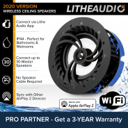 Lithe Audio Water-Resistant IP44 WiFi Bathroom Ceiling Speaker (Single)