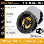 Lithe Audio WiFi Multi-Room Ceiling Speakers (Pair, Master/Slave)