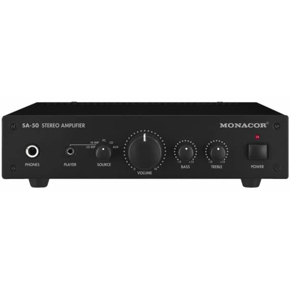 Monacor SA-50 Compact Stereo Amplifier, 25W 8 Ohms