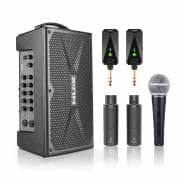 NUX Busking 200FR Portable PA System, B-3RC Wireless Mic & B-5RC Wireless Guitar System