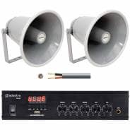Outdoor PA System - 2 x 15W Weatherproof Horn Speakers