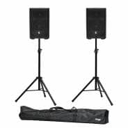 Pair of Stagg AS8 8" Active Bluetooth PA Speakers with Stands & Bags 