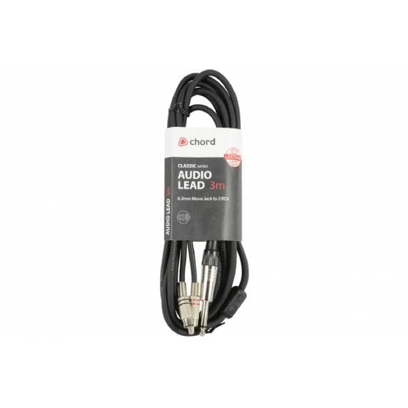 Premium Mono 1/4" (6.3mm) Jack - 2x RCA Cable 3m