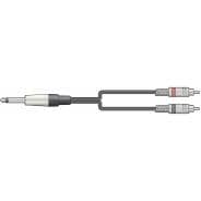 Premium Mono 1/4" (6.3mm) Jack - 2x RCA Cable 3m