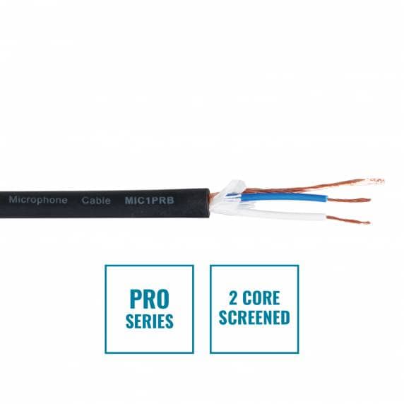 PRO Series Screened 2-Core Microphone Cable - 100m Drum Black