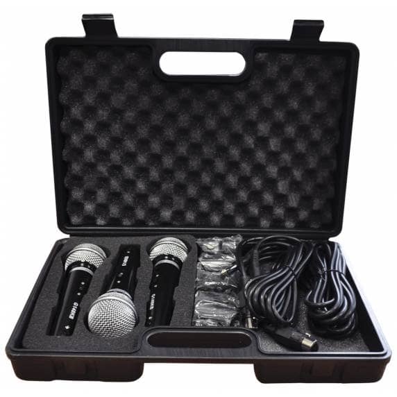 3-Pack Dynamic Vocal Microphone Kit with Leads and Carry Case