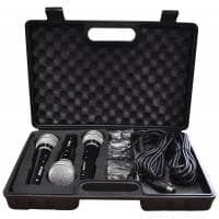 Soundlab 3-Pack Dynamic Vocal Microphone Kit with Leads and Carry Case