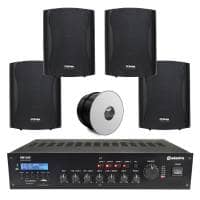 Inta Audio 4 Speaker Background Music System with Bluetooth & DAB Radio - Black Wall Speakers