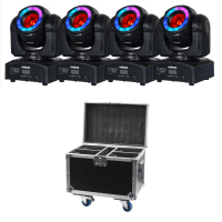 4 x Equinox Fusion Orbit Moving Head with ABS Flight Case Bundle